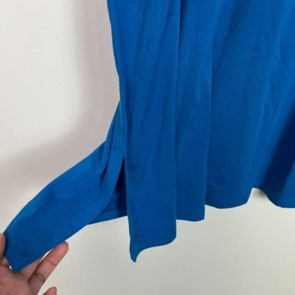 Eileen Fisher Mock Neck Tie Waist Sleeveless Knee Length Dress Marine Blue L - Picture 7 of 9
